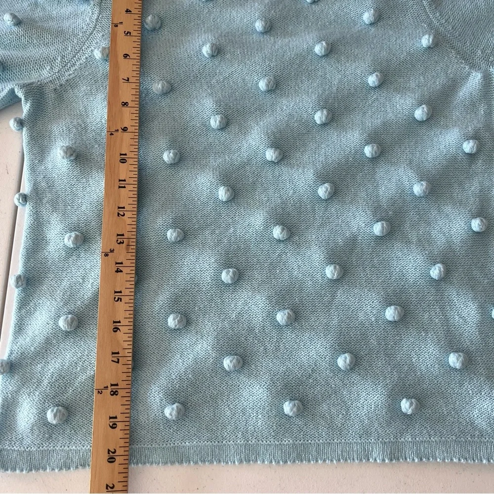 LILLY PULITZER Kippa Pom Pom Sweater Light Blue Sz S Ballon Sleeves Cotton Blend - Picture 12 of 15